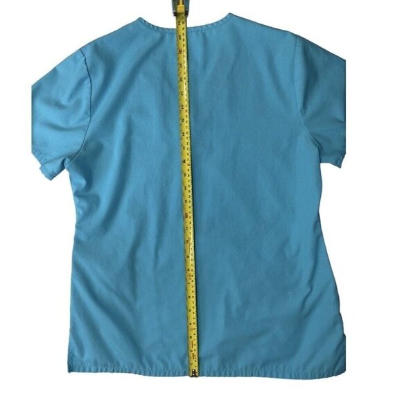 SB Scrubs Women's Mock Crossover Top Small Turquoise Pockets Medical Uniforms - Picture 13 of 13